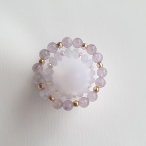 Edelstein Amethyst Ring / Elastischer Ring /Heilstein/Edelstein /lila