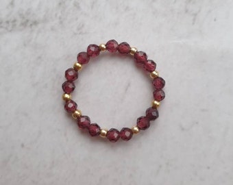 Garnet Stretch Ring, elastischer Ring, edelstein Schmick