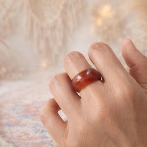 Achat en Erdfarben Ring, Edelstein Ring, Warmer Natursteinring para una etiqueta, Boho Schmuck, Heilsteine