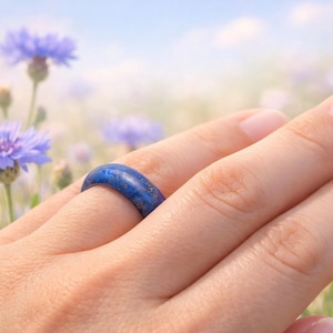 Anello lapislazzuli Echter Edelstein Vollsteinring Blau, 19 mm, Anello di dichiarazione Reiner Naturstein, Minimalistischer Edelsteinring