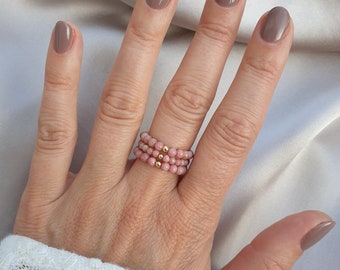 Elastischer Ring / Rhodochrosit / Stretch Ring / Edelsteine rosa