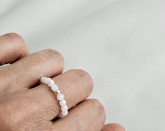 Mondstein elastischer Ring, Heilsteine, Boho Ringe, Edelsteine, weißer Ring
