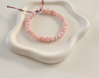 Rosa Armband, Silber Perle, Jade Armband, Gold ,Edelsteine, Heilsteine, Baumwollschnur, verstellbarer Verschluss