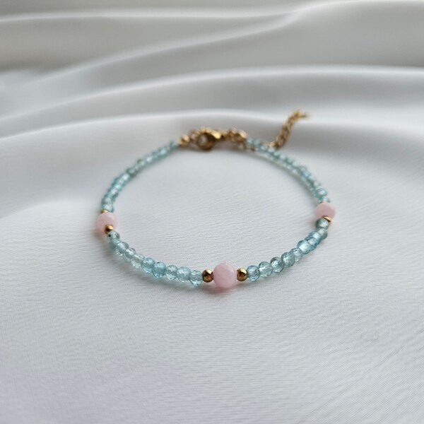 Edelstein Armband Apatit, Jade, blau, rosa, gold, Edelsteine, Heilsteine, boho