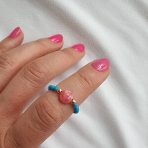Türkis Magnesit elastisk Ring / Rhodochrosit / rosa / Edelstein / Stretch