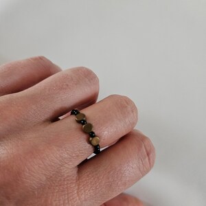 Achat schwarz, Hämatit elastisk ring, Schwarz, Edelstein Schmuck