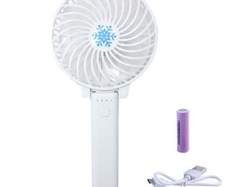 White Portable Mini Hand Held Folding Desk Fan Cooler Cooling USB Rechargeable