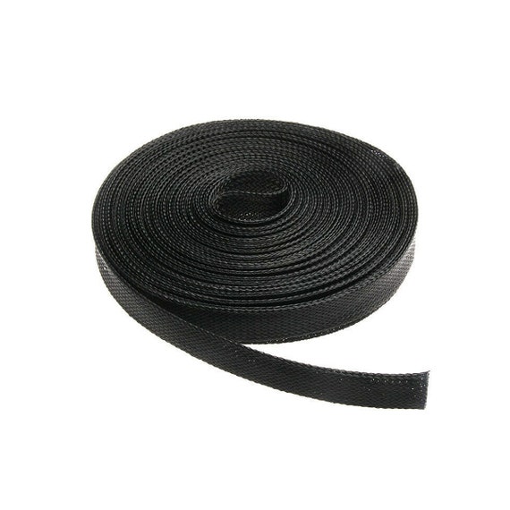 32mmx5m Black Braided Cable Sleeving Sheathing Auto Wire Harness Marine  1pcs 