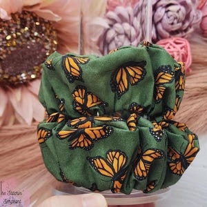 Monarch Butterfly Scrunchie | Monarch Scrunchie | Butterfly Scrunchie | Monarch Butterfly Hair Ties | Wide Elastic Scrunchie | Butterfly