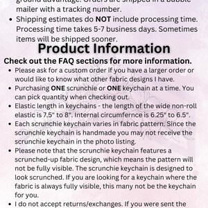 Image of shipping information, processing time, holiday shipping, and product information. All information can be found in the FAQ section or the shop announcement section.