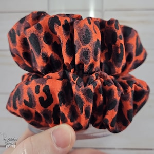 Handmade Red Cheetah Scrunchie: Cotton Hair Tie