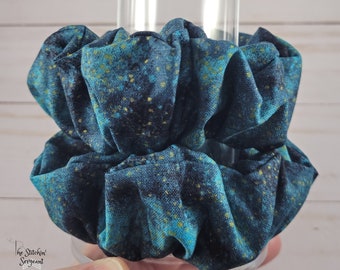 Blue Galaxy Scrunchie: Handmade Cotton Hair Tie