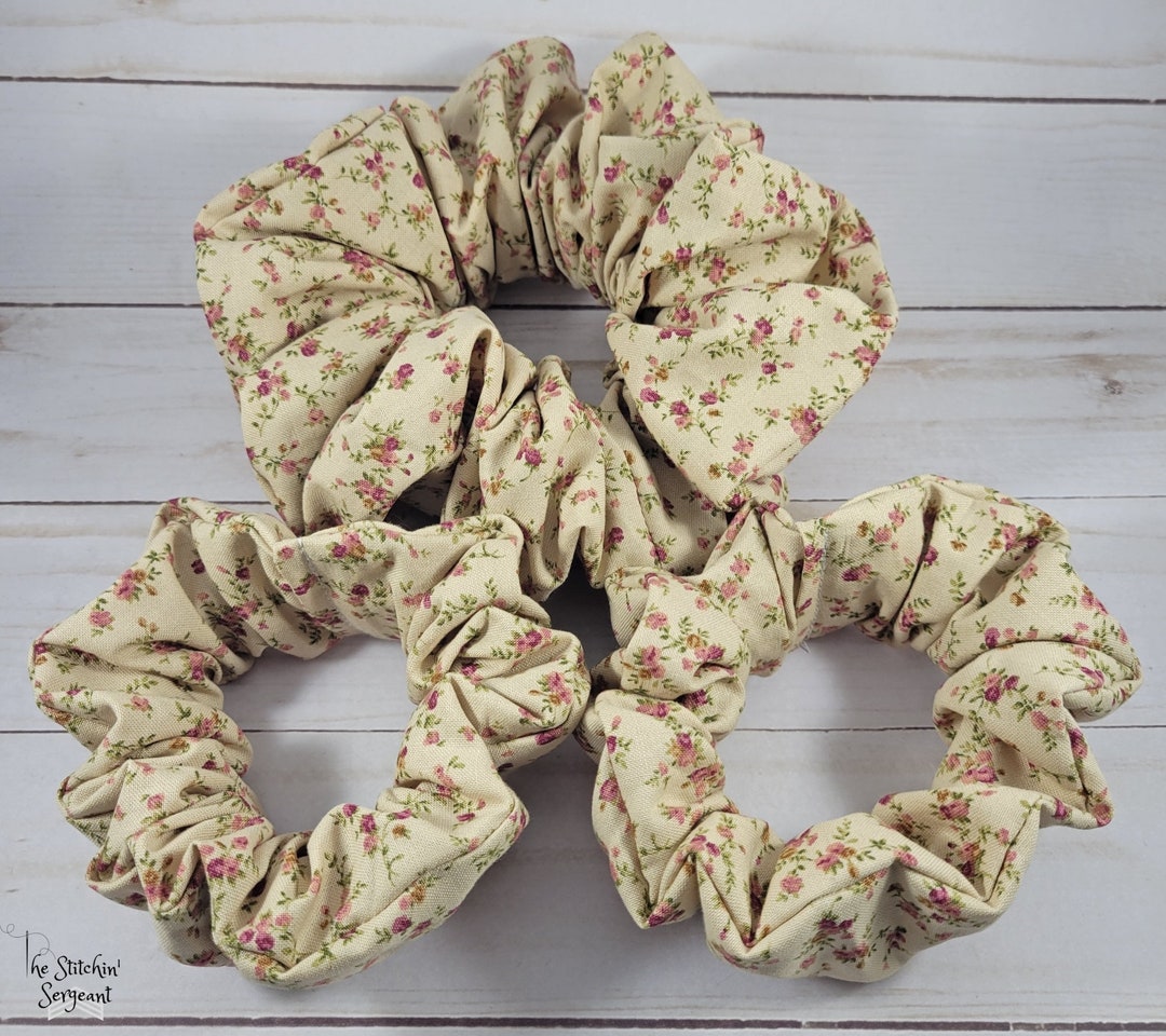 Chunky Rose Scrunchie, Vintage Rose Scrunchie, Flower Scrunchie, Pink ...