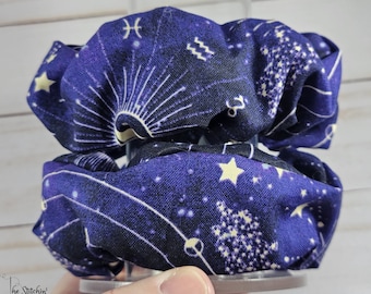 Handmade Celestial Scrunchie: Zodiac Cotton Hair Tie
