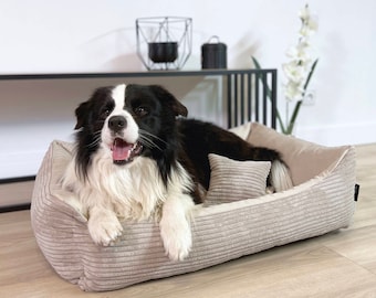 4L Textil Hundebett MOLLY abwaschbar Bezug abnehmbar Hundekörbchen für mittelgroße und Grosse Hunde Hundekorb Hundesofa Beige