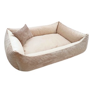 4L textile dog bed MOLLY washable cover removable dog basket for medium and large dogs dog basket dog sofa beige Beige