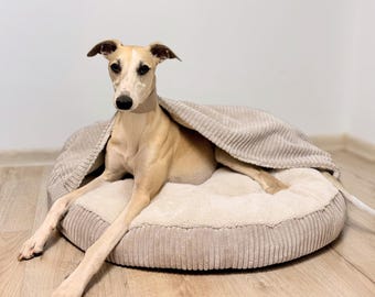 4L Textile Dog Bed for Small Dogs, Washable Dog Cave, Dog Basket with Hood, Dog Sleeping Bag, Dog Sofa for Medium-Sized Dogs