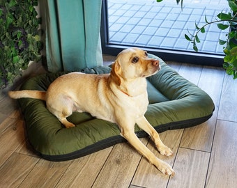 4L textile KLEO dog bed large dogs washable dog cushion waterproof XL dog bed outdoor waterproof dog lounger outdoor dark green