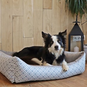 4L Textile OTTO Boho Dog Bed Medium Dogs Washable Dog Basket Medium Dogs Dog Basket Dog Sofa Dog Bed with Edge Gray