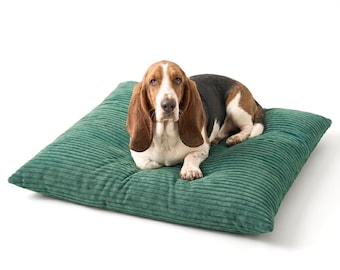 4L Textil MOLLY dog cushion fluffy corduroy dog bed large dogs with cover and zipper cuddly dog cushion washable Green