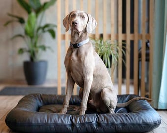 4L Textil ELLA dog bed large dogs imitation leather dog bed imitation leather dog cushion imitation leather dog mattress Black