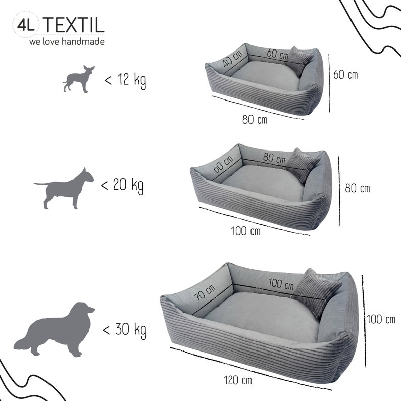 4L Textil Hundebett MOLLY abwaschbar Bezug abnehmbar Hundekörbchen für mittelgroße und Grosse Hunde Hundekorb Hundesofa Türkis Bild 9