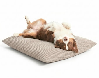 4L Textil MOLLY dog cushion fluffy corduroy dog bed large dogs with cover and zipper cuddly dog cushion washable Beige