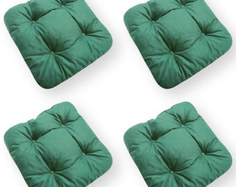 4L Textil set of 4 chair cushions with ribbons indoor & outdoor seat cushions garden chair cushions seat pads floor cushions Green