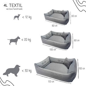 4L Textile MOLLY Boho Dog Bed Corduroy Dog Basket Large Dogs Dog Cushion Fluffy Dog Basket Medium-sized Dogs Dog Sofa S L XL Grey image 10