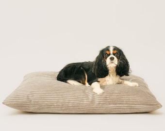 4L Textil MOLLY cojín para perro mullido de pana cama para perros grandes con funda y cremallera mimoso cojín para perro Beige