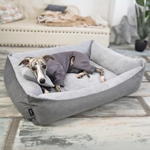 4L Textil TEO Cuddly dog bed cover removable and washable dog basket medium sized dog dog cushion fluffy dog basket Gray