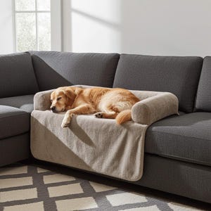 4L Textil Mysig Hundbädd för Soffan LARA Soffa Skydd Gosig Hundfilt med Överdrag Hundkudde Brun
