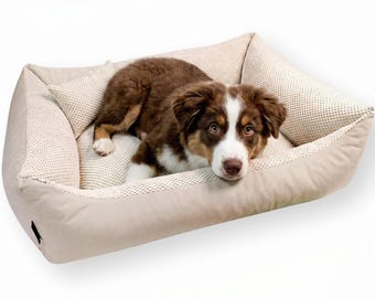 4L Textil TEO Cuddly dog bed cover removable and washable dog basket medium sized dog dog cushion fluffy dog basket Beige