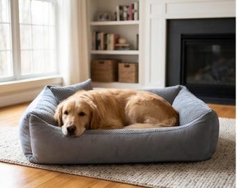 4L Textil TEO Cuddly dog bed cover removable and washable dog basket medium sized dog dog cushion fluffy dog basket Dark Gray