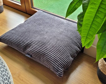 4L Textile MOLLY Washable Corduroy Dog Cushion Dog Bed Medium Dog Corduroy Dog Cushion with Dark Gray Cover