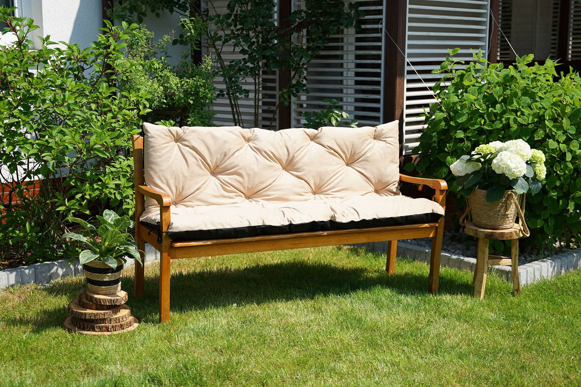 4L Textil Cojín para banco Cojín para banco de jardín Cojín para banco Cojín Holywood  swing Cojín para asiento Beige