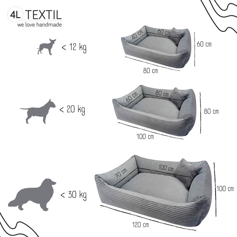 4L textile dog bed MOLLY washable cover removable dog basket for medium and large dogs dog basket dog sofa beige image 10