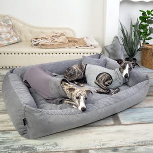 4L Textil TEO Cuddly dog bed cover removable and washable dog basket medium sized dog dog cushion fluffy dog basket Dark Gray