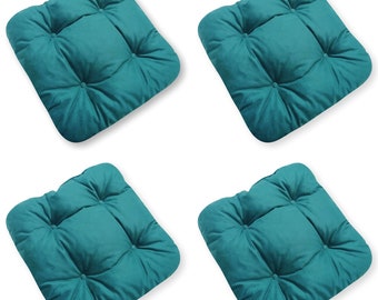 4L Juego textil de 4 cojines para sillas con lazos Cojines para asientos de interior y exterior Cojines para sillas de jardín Cojines para asientos Cojines para el suelo Turquesa