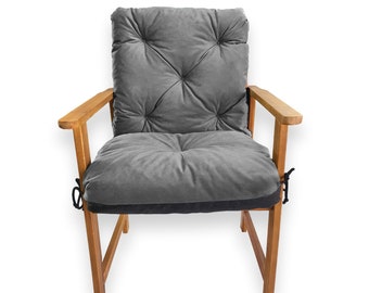 4L Textil Stuhlauflagen Sitzkissen Gartenstuhl Gartenstuhlauflagen Polsterauflage Sitzpolster Gartenpolster Hochlechner Dunkelgrau