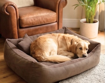 4L Textil TEO Cuddly dog bed cover removable and washable dog basket medium sized dog dog cushion fluffy dog basket Brown