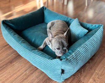 Cuccia per cani in tessuto MOLLY da 4 litri, rivestimento lavabile, cesta per cani rimovibile per cani di taglia media e grande, cesta per cani, divano per cani, turchese