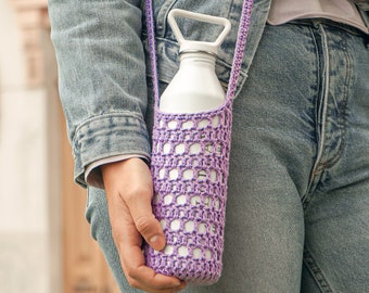 Crochet Water Bottle Totes / Crochet Water Bottle Holder / Crochet Water Bottle Bag / Crochet Bottle Cover / Festival Crochet Bottle Carrier