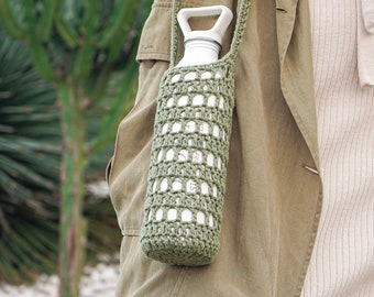 Crochet Water Bottle Totes / Crochet Water Bottle Holder / Crochet Water Bottle Bag / Crochet Bottle Cover / Festival Crochet Bottle Carrier