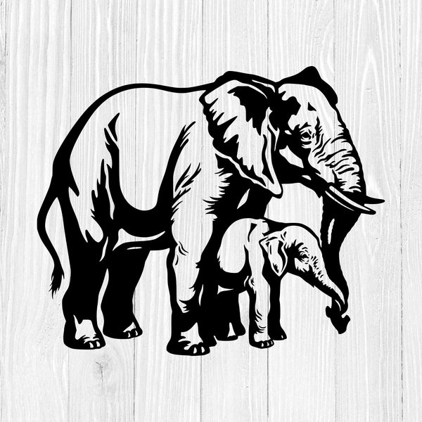 Éléphant SVG. Clipart d’éléphant. Fichiers SVG Elephant pour Cricut. Elephant Vector Instant Télécharger, Dxf, Png, Eps