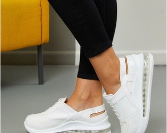 White Leather Sneaker Clogs Nursing Shoes Handmade Supermax