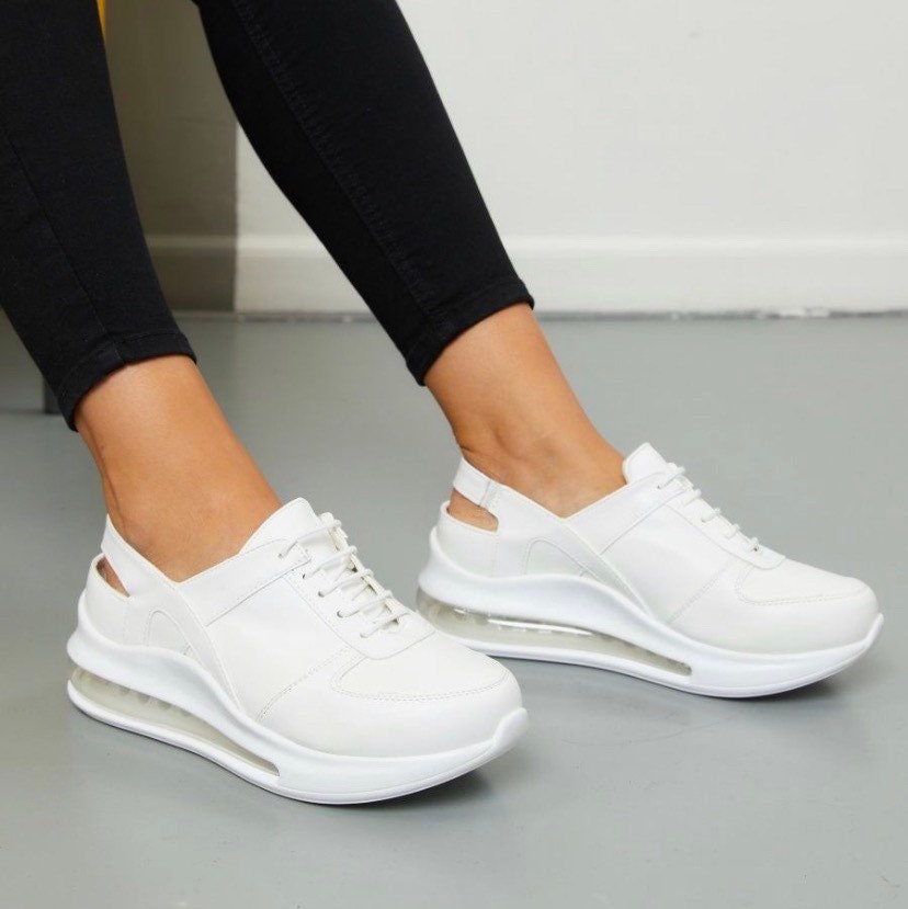 White Leather Sneaker Clogs Nursing Shoes Handmade Supermax - Etsy