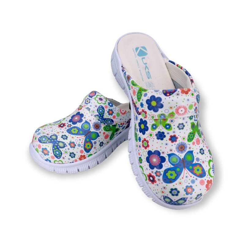 Butterfly Leather Clogs Slippers Mules Nursing Clogs Handmade