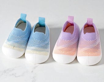 Knit Baby Sock Shoes Slip-On 0-24 Months | Non-Slip Sole Indoor First Walkers | Free Shipping Baby Gift