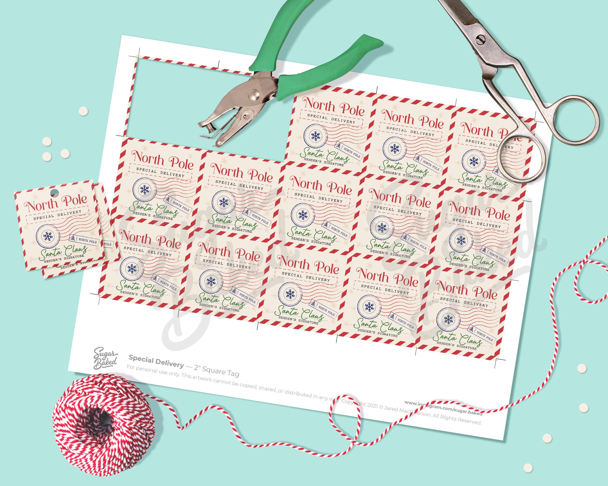 Printable 2 Inch Square Tag, Gift Tag, Cookie Tag, Christmas North Pole Tag - Etsy